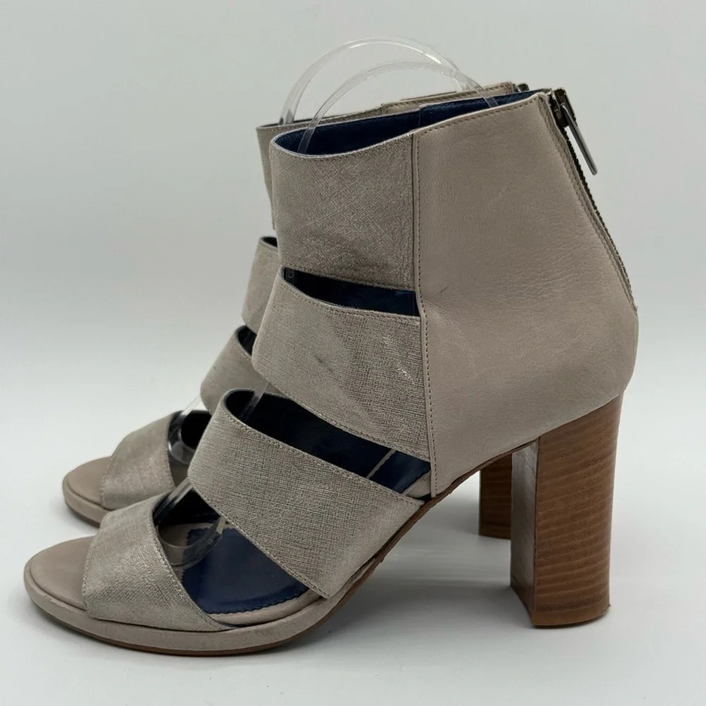 Valentina Rangoni Metallic Silver Strappy Chunky Sandals Stylish Block Heels - Picture 7 of 15